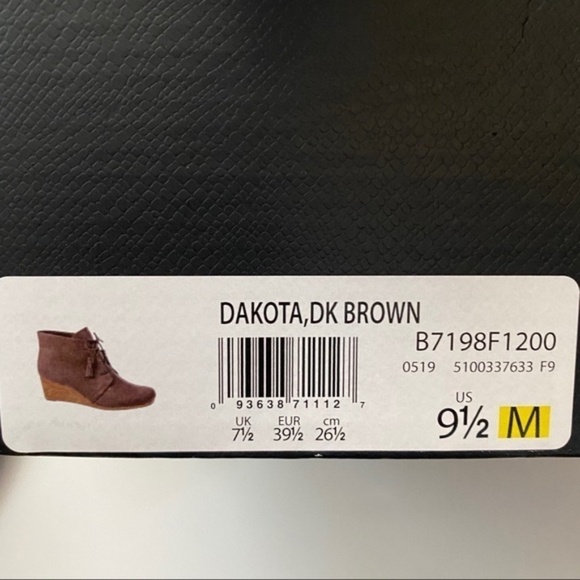 Dr. Scholl’s Dakota Wedge Booties Dark Brown 9.5 Faux Suede Vegan - Picture 8 of 9